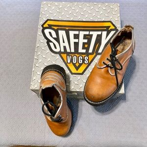 Rare! Vintage John Fluevog “Safety Vog”, orange, men’s size 5, steel toe.